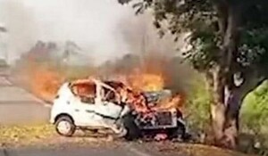 Madhya Pradesh: पेड़ से टकराने के बाद कार में लगी आग, एक ही परिवार के 4 लोगों की मौत