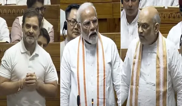 VIDEO: संसद में राहुल गांधी ने ऐसा क्या कहा? स्पीच के बीच ही खड़े होकर बोल पड़े PM मोदी और अमित शाह
