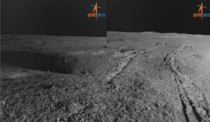 Chandrayaan-3 के प्रज्ञान रोवर का 4 मीटर डायामीटर वाले चंद्र क्रेटर से हुआ सामना, इसरो ने जारी की तस्वीरें