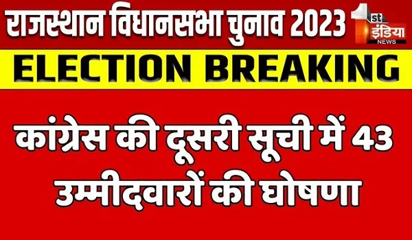 Rajasthan Congress Candidate 2nd List: राजस्थान में कांग्रेस की 43 उम्मीदवारों की दूसरी लिस्ट जारी, जानें किसे-कहां से मिला टिकट